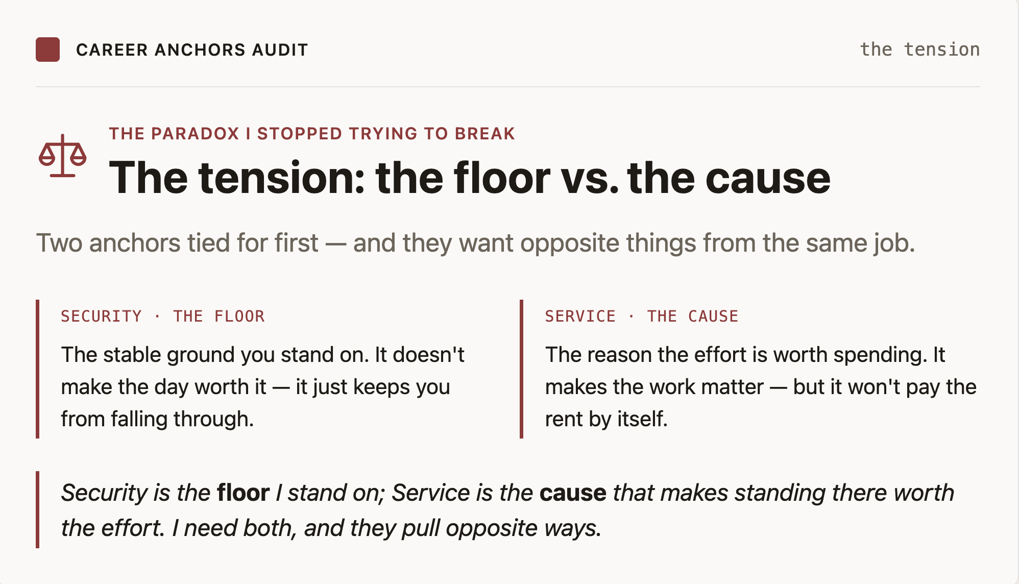 The tension: the floor vs. the cause